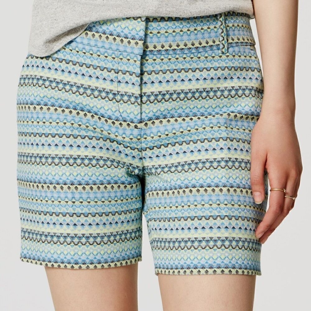Loft Blue Textured Jacquard Riviera Shorts 6 NWOT